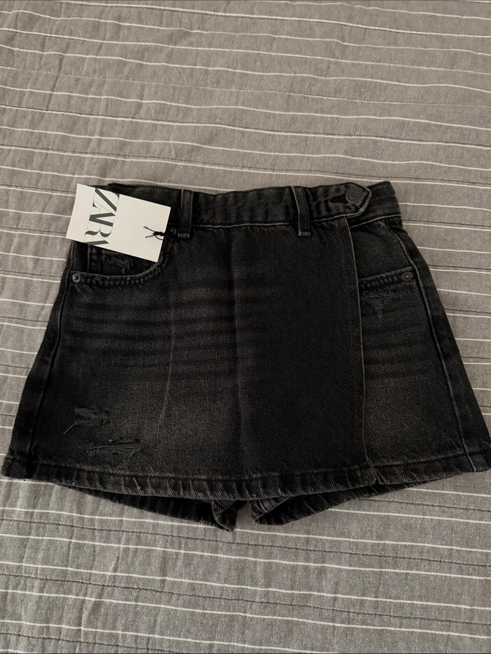 ZARA Black Denim Skort Shorts
